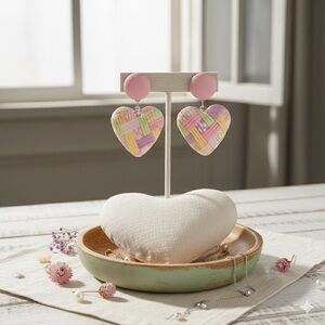 Raffia Pastel Heart Earrings 🤍